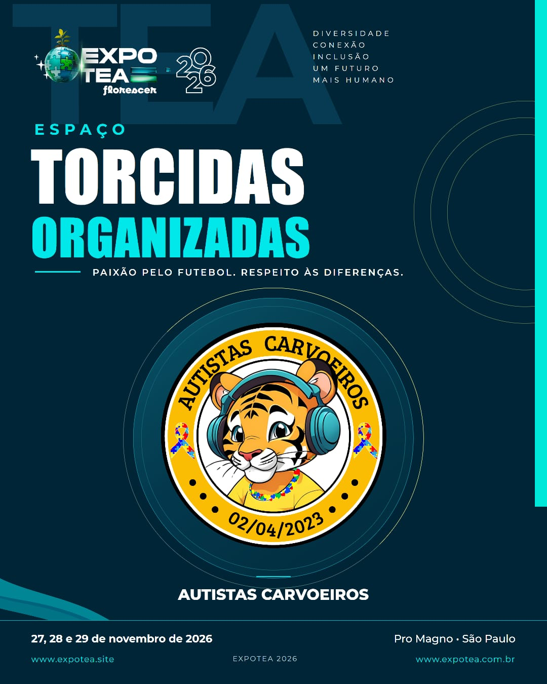 Arte oficial da ExpoTEA 2026: Autistas Carvoeiros
