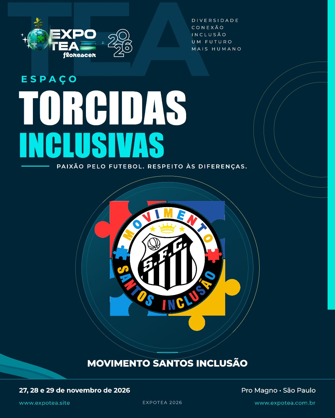 Arte oficial da ExpoTEA 2026: Movimento Santos Inclusão