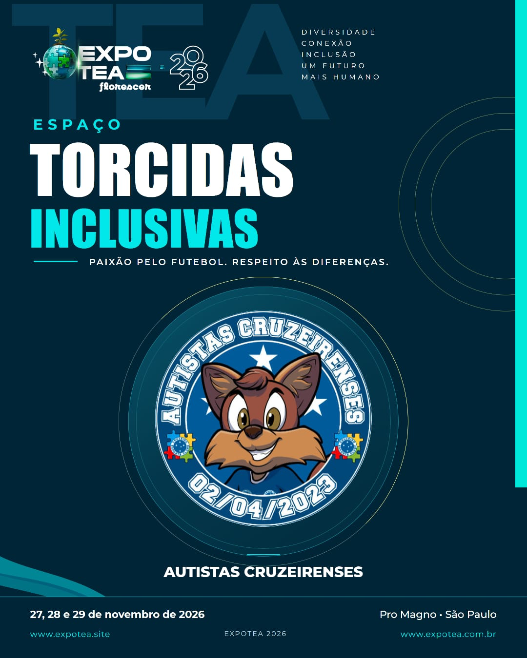 Arte oficial da ExpoTEA 2026: Autistas Cruzeirenses