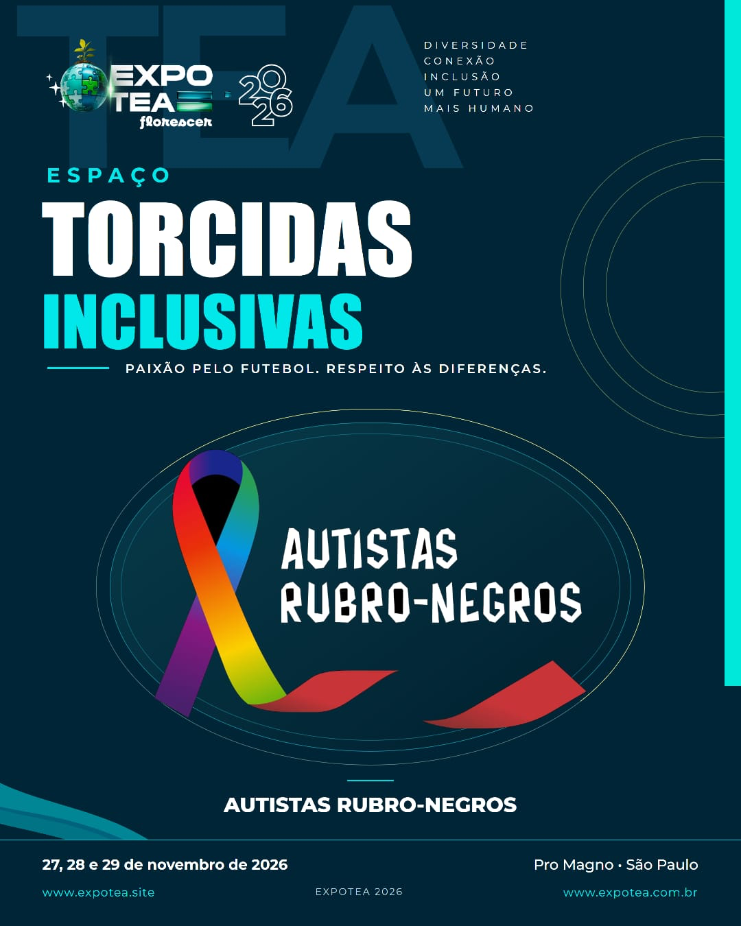 Arte oficial da ExpoTEA 2026: Autistas Rubro-Negros