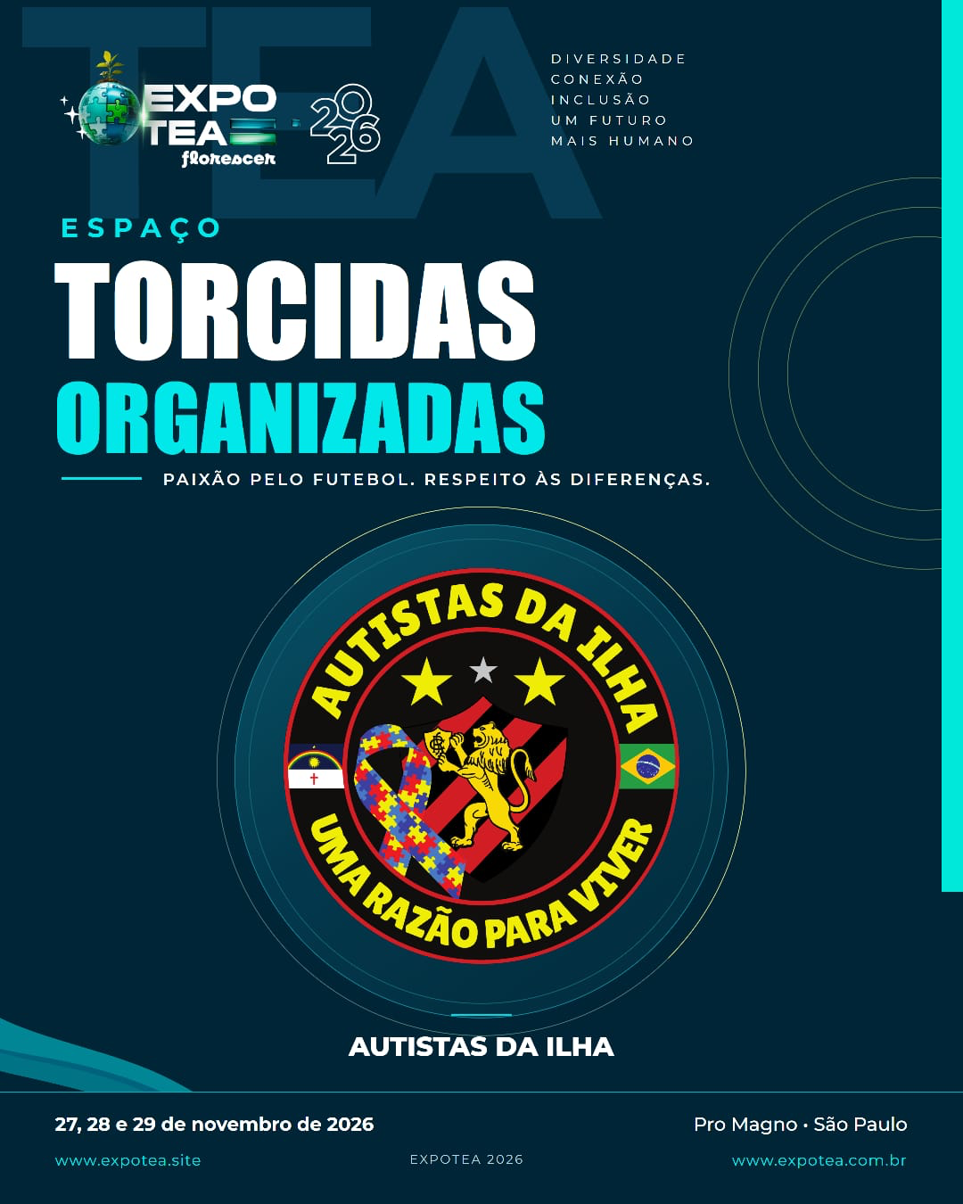Arte oficial da ExpoTEA 2026: Autistas da Ilha